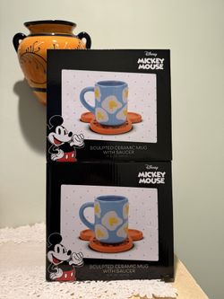 MICKEY MOUSE SCULPTED CERAMIC MUG WITH SAUCER