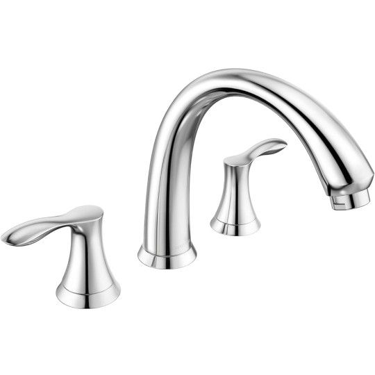 Chrome Roman Tub Faucet, Lava Odoro Chrome Bathtub Faucet with Valve, High Flow 2 Handle Deck Mount Tub Faucet, Solid Brass 8 inch Widespread 3 Hole