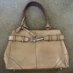 Coach Bleecker Leather Tote Satchel – Camel Tan – Zip Top – Authentic