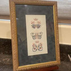 1993 Royal Butterflies Cross Stitch in frame 