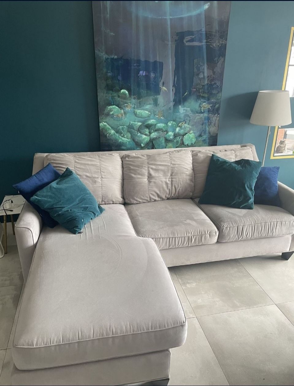 Grey Suede Sectional Couch