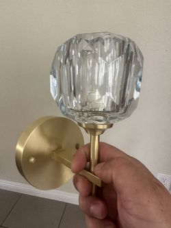 Bathroom light fixture gold crystal