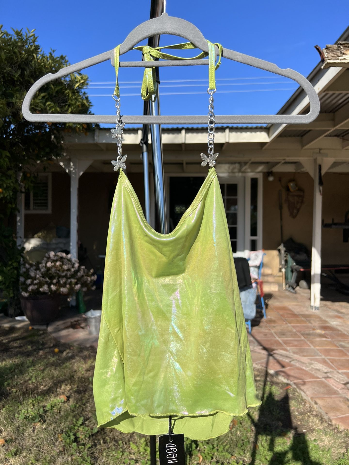 Current Mood Green Butterfly Halter 