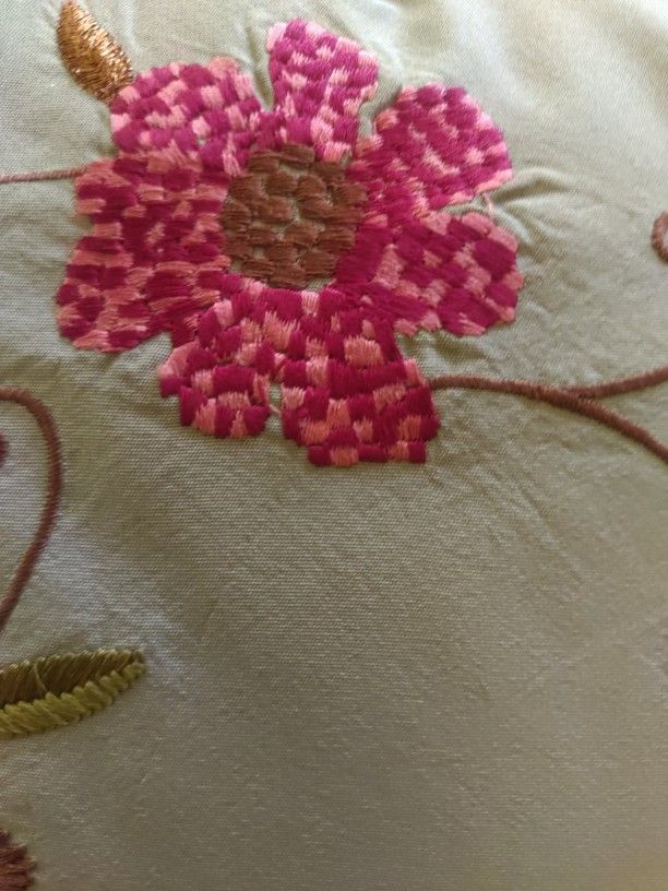 Embroidered Chair Cushion And Throw Pillow 