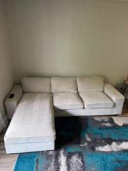 Light Gray Fabric Sectional Sofa with Chaise
