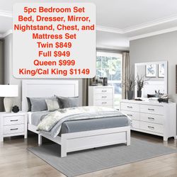 5pc Bedroom Set With Mattress Set!!!