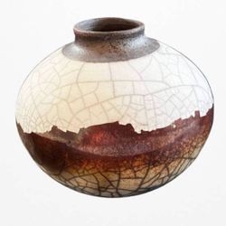 Raku Pottery Vase, Signed By Artist