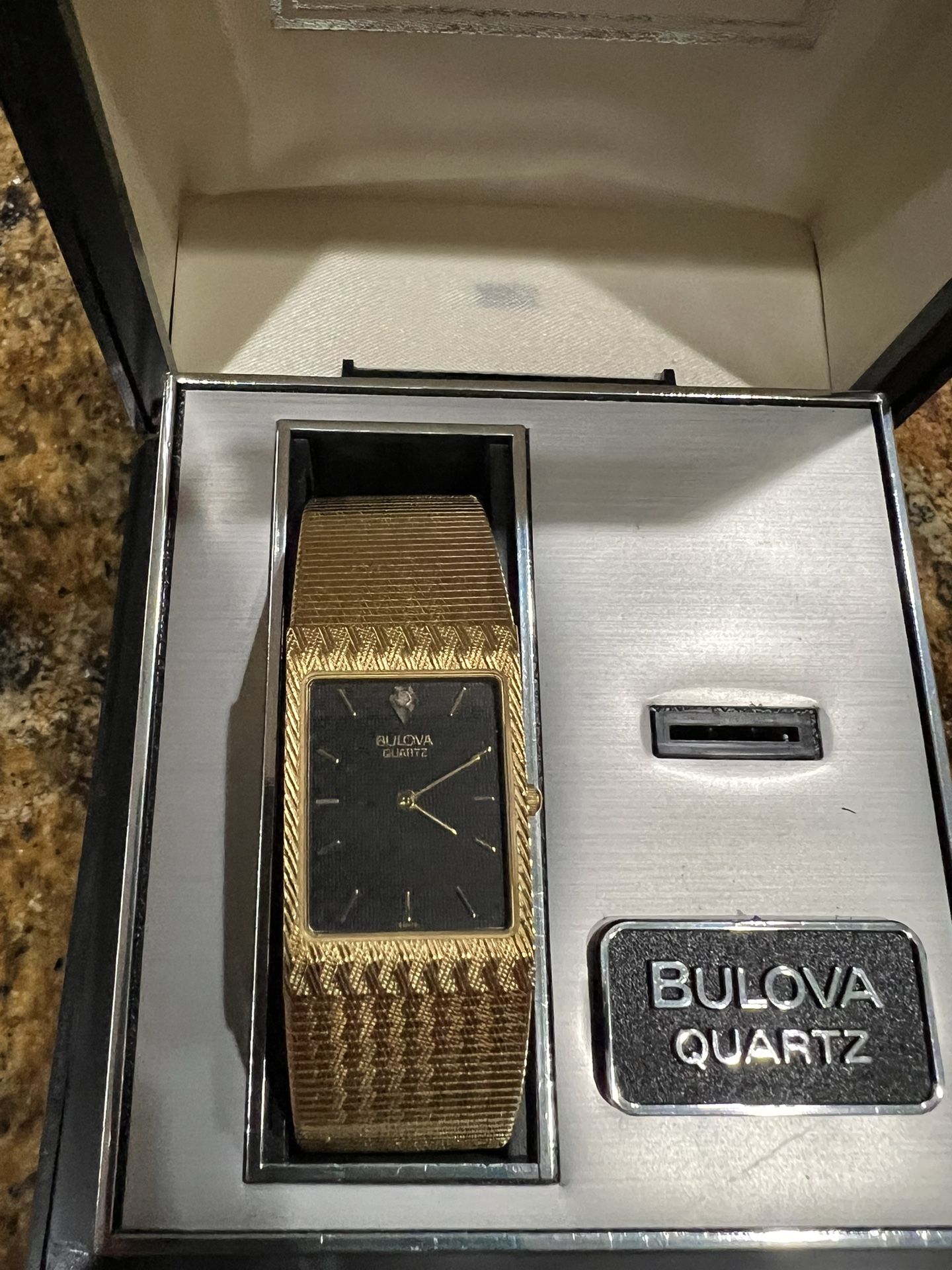 Men’s Bulova Watch Vintage Diamond At 12 O’clock Position Excellent Condition