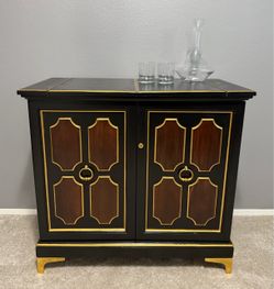 Custom Black & Gold Bar Cabinet / Server – Flip-Top Serving Station