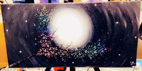 Acrylic on Canvas. Tree Branch Painting