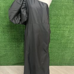 Aureta By Anthropologie Black Long One Shoulder Puffy Short Sleeve Dress Size 1X