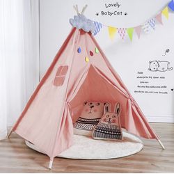 Play Tent Foldable Cotton Canvas Kids Teepee Tent Indoor Tipi Play Tent for Child with mate 59”  Retails:$40 My price:$25 Located Hesperia c