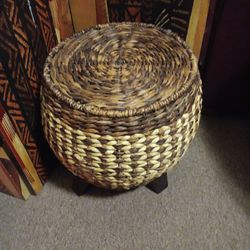 Wicker Woven Stool Or Hassock
