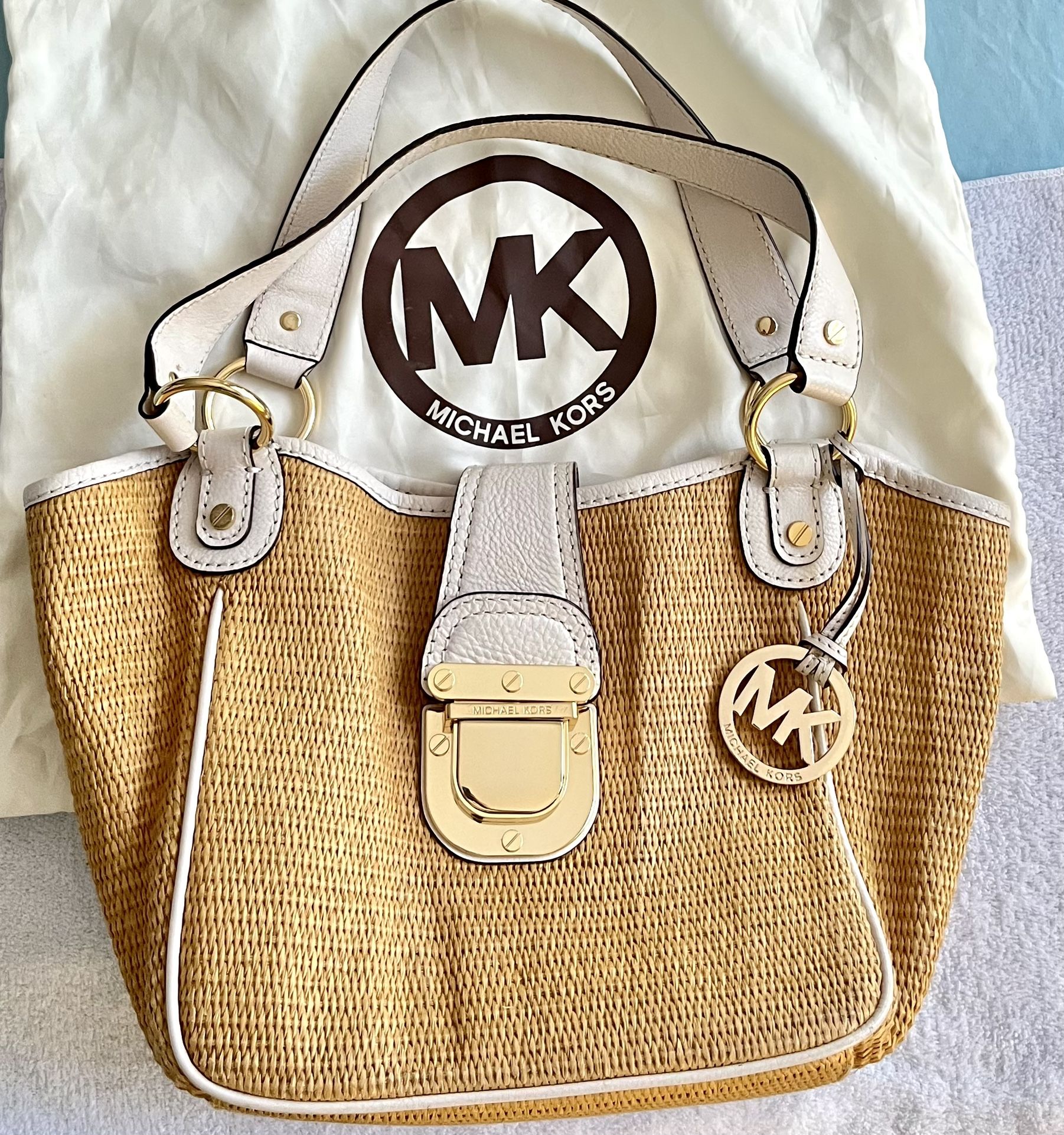 Michael Kors Straw Tote With Dust Bag
