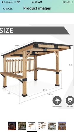 Joyce Side 10‘ X 11‘ Wooden Framed Gazebo With metal roof