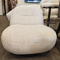 Maddie Home Modern Wood & Polyester Fabric Swivel Chair in Cream