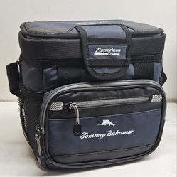 TOMMY BAHAMA Zipperless Coldlok Hardbody Lunch Cooler/Shoulder Bag  Deep Freeze Blue