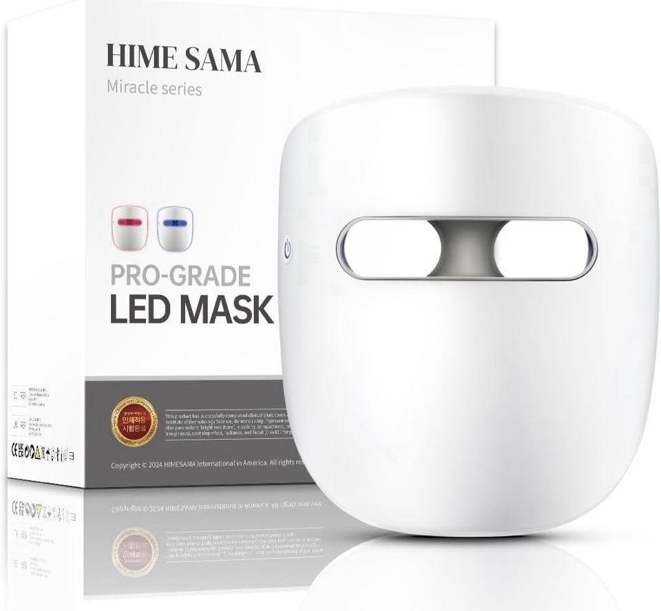 Open Box New HIME SAMA Led Face Mask, Red Light Mask for Face, FSA/HSA Eligible, Infrared, Red & Blue Light Mask for Skin Care, Wrinkle Reduction, Wir
