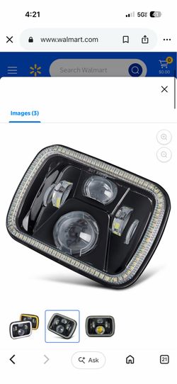 7x6" Rectangular Black Projector LED Headlights with Switchback Halo