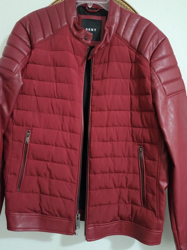 DKNY Red Leather Jacket