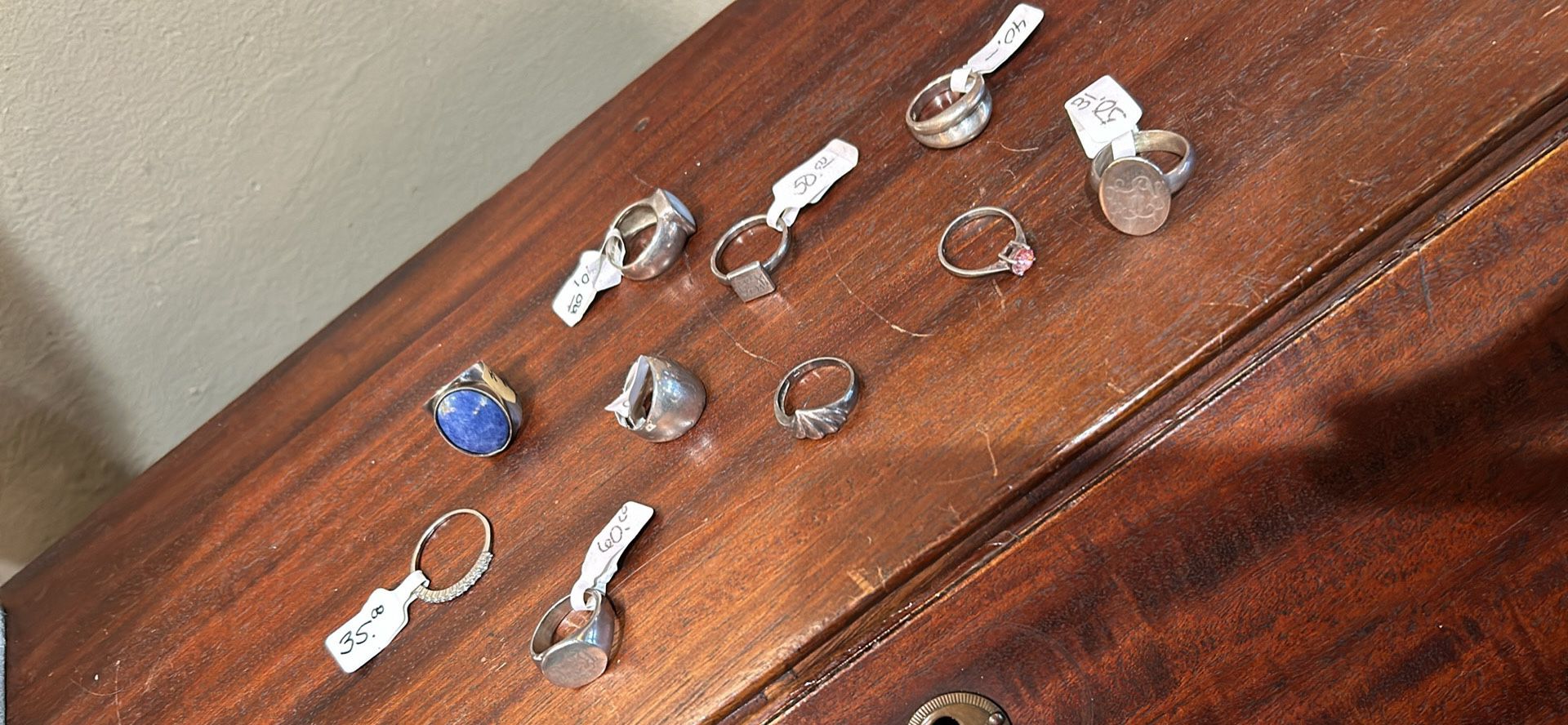Set of miscellaneous sterling rings, various sizes