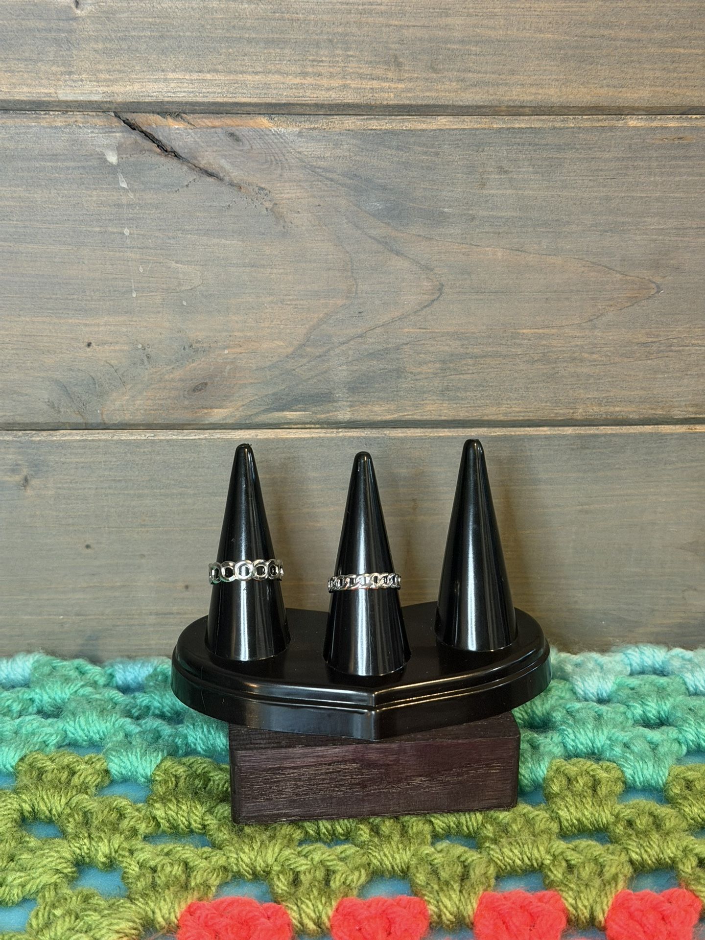 Set Of Silver Tone Chain Rings