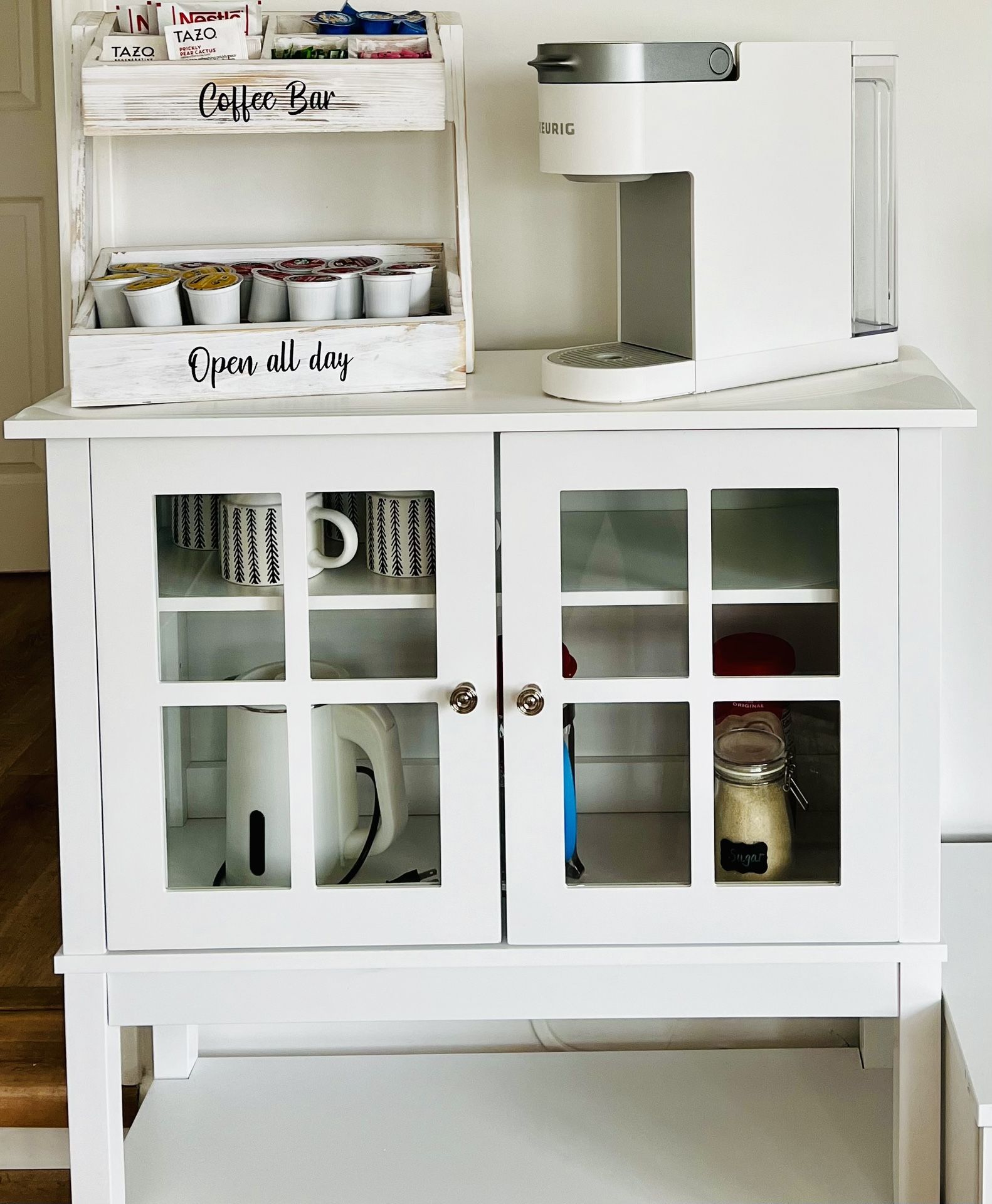 Brand New In Box Modern Sideboard Buffet Cabinet with 2 Glass Doors, Adjustable Shelving and Bottom Shelf