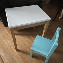 Children Wood Table With One Chair 