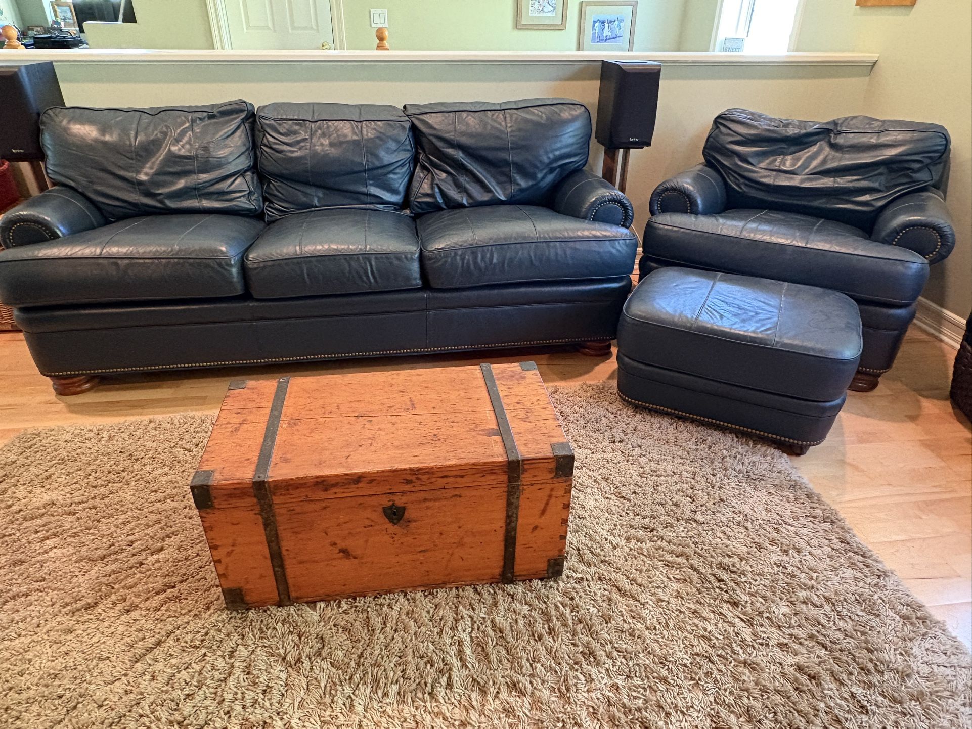 Hancock & Moore leather Couch, Chair and ottoman