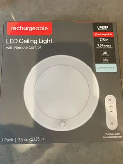 Fiet Electric 7.5 in. Battery Operated LED White 35-WH Rechargeable w/Remote Control 4000K Cool White Ceiling Fixture Light (1-Pack)
