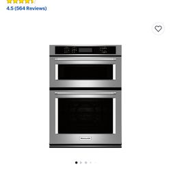 NEW IN BOX KITCHEN AID 30”CONVECTION OVEN MICROWAVE COMBO WITH A 3 YEAR EXTENDED WARRANTY FULLY TRANSFERABLE 9/1/24. 