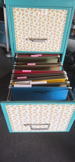 Unique Turquoise 5-Drawer Filing Cabinet – $80