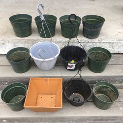 Large Lot 12 Assorted Hanging Garden Flower Vegetable Pots Planters