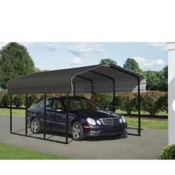 10 ft. W x 15 ft. D x 7 ft. H Charcoal Galvanized Steel Carport , Car Canopy and Shelter