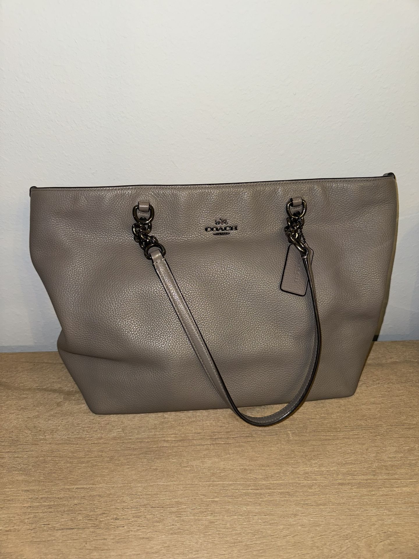 Coach Sophia Pebble Leather Tote In Gray