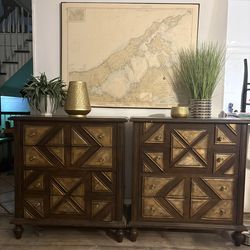 Designer Geometric Dressers (Pair) – Crestview Collection, Modern Luxe / Hollywood Regency