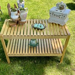 Small Wood Bench W/Lower Shelf