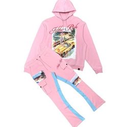 Pink Stacks Hoodie Set