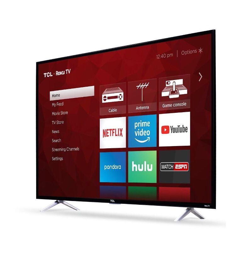 TLC 55” Class 4K Ultra HD (2160P) Roku smart LED TV.