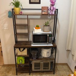 Kitchen Hutch / Bakers Rack With Power Outlet 