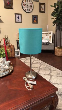 Teal Drum Shade Table Lamp