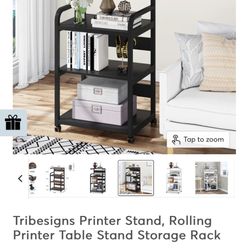 Tribesigns Printer Stand, Rolling Printer Table Stand Storage Rack