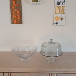 Glass Fruit Bowl And Cake Store For $11 both. 