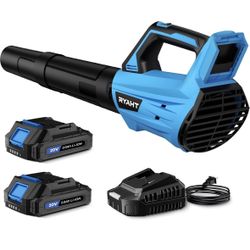 Leaf Blower with Battery and Charger - 2 Speed Modes, 2 Batteries