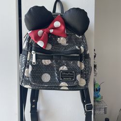 Black, White And Red Polka Dot Minnie Disney Parks Loungefly Backpack 