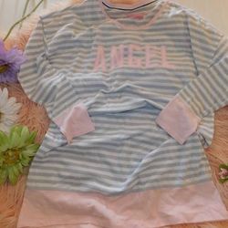 Victoria's Secret Size Small Gray & White Striped "ANGEL" Nightgown