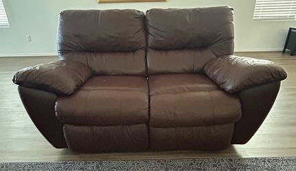 Reclining Brown Leather Loveseat