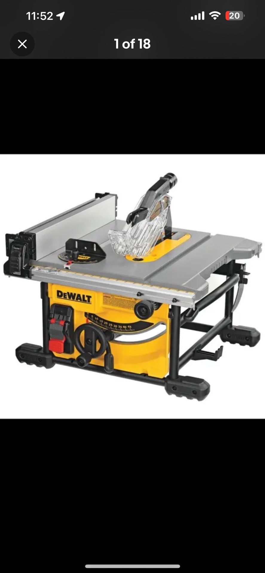 DEWALT DWE7485 8-1/4" Corded Electric Jobsite Table Saw With Aluminum Stand Mint