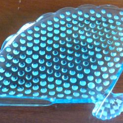 Vintage Fenton Blue Hobnail Vanity Fan