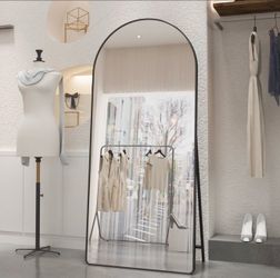 Arched Full Length Mirror, L71’’W31.5’’ Floor Mirror with Stand, Arched Wall Mirror Full Length, Large Standing Mirror Full Length, Wall-Mounted Mirro